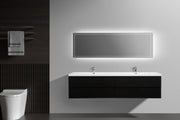 Laviva 313AUR-84DMMB-GW Aurora 84" Matte Midnight Black Wall Hung Double Sink Bathroom Vanity with White Acrylic Countertop - view 5