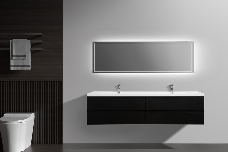 Laviva 313AUR-84DMMB-GW Aurora 84" Matte Midnight Black Wall Hung Double Sink Bathroom Vanity with White Acrylic Countertop - view 5