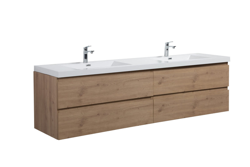 Laviva 313AUR-84DSO-GW Aurora 84" Sonoma Oak Wall Hung Double Sink Bathroom Vanity