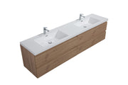 Laviva 313AUR-84DSO-GW Aurora 84" Sonoma Oak Wall Hung Double Sink Bathroom Vanity with White Acrylic Countertop - view 2