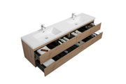 Laviva 313AUR-84DSO-GW Aurora 84" Sonoma Oak Wall Hung Double Sink Bathroom Vanity with White Acrylic Countertop - view 3