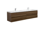 Laviva 313AUR-84DSW-GW Aurora 84" Smokey Walnut Wall Hung Double Sink Bathroom Vanity
