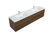 Laviva 313AUR-84DSW-GW Aurora 84" Smokey Walnut Wall Hung Double Sink Bathroom Vanity with White Acrylic Countertop - view 2