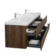Laviva 313AUR-84DSW-GW Aurora 84" Smokey Walnut Wall Hung Double Sink Bathroom Vanity with White Acrylic Countertop - view 4