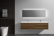 Laviva 313AUR-84DSW-GW Aurora 84" Smokey Walnut Wall Hung Double Sink Bathroom Vanity with White Acrylic Countertop - view 6