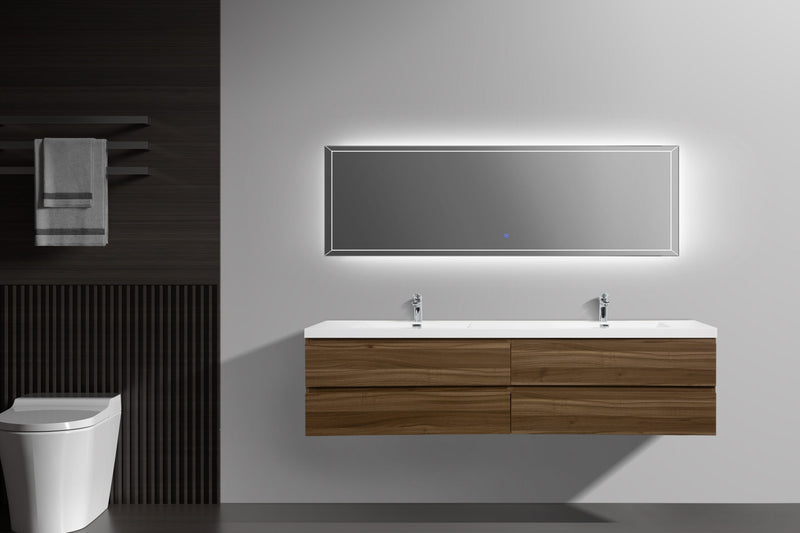 Laviva 313AUR-84DSW-GW Aurora 84" Smokey Walnut Wall Hung Double Sink Bathroom Vanity with White Acrylic Countertop - view 6