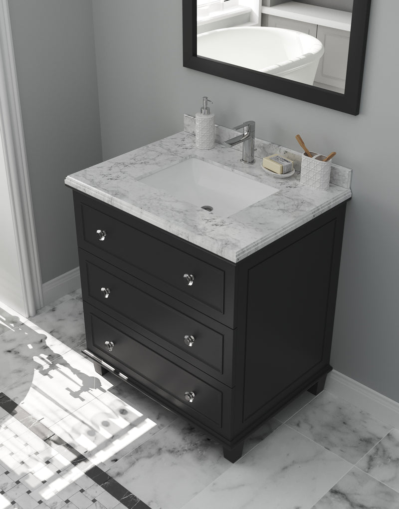 Laviva 313DVN-30E-WC Luna 30" Espresso Bathroom Vanity with White Carrara Marble Countertop - view 9