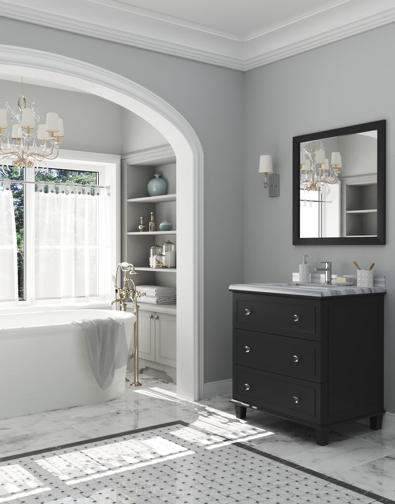 Laviva 313DVN-30E-WS Luna 30" Espresso Bathroom Vanity with White Stripes Marble Countertop - view 10