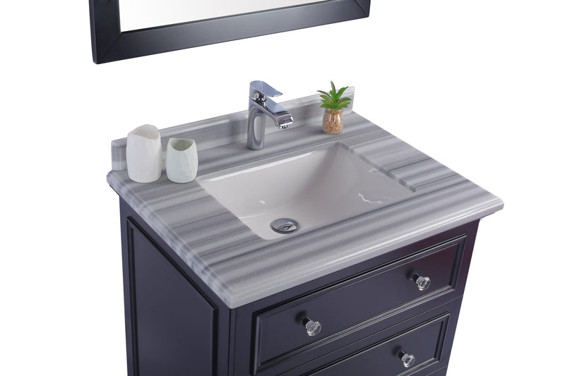Laviva 313DVN-30E-WS Luna 30" Espresso Bathroom Vanity with White Stripes Marble Countertop - view 3