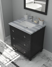 Laviva 313DVN-30E-WS Luna 30" Espresso Bathroom Vanity with White Stripes Marble Countertop - view 9