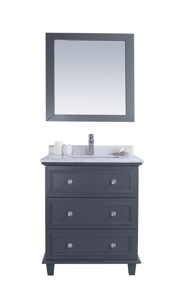 Laviva 313DVN-30G-WC Luna 30" Maple Grey Bathroom Vanity with White Carrara Marble Countertop