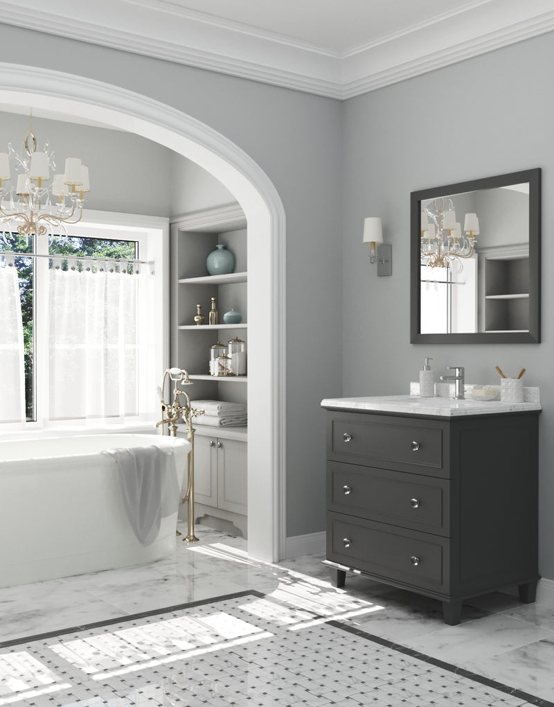 Laviva 313DVN-30G-WC Luna 30" Maple Grey Bathroom Vanity with White Carrara Marble Countertop - view 10