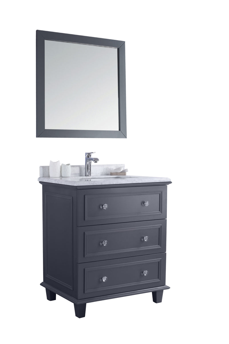 Laviva 313DVN-30G-WC Luna 30" Maple Grey Bathroom Vanity with White Carrara Marble Countertop - view 2