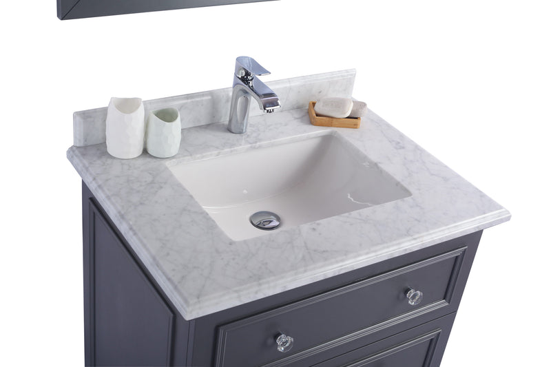 Laviva 313DVN-30G-WC Luna 30" Maple Grey Bathroom Vanity with White Carrara Marble Countertop - view 3