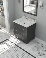 Laviva 313DVN-30G-WC Luna 30" Maple Grey Bathroom Vanity with White Carrara Marble Countertop - view 8