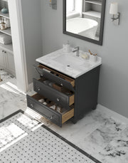 Laviva 313DVN-30G-WC Luna 30" Maple Grey Bathroom Vanity with White Carrara Marble Countertop - view 9
