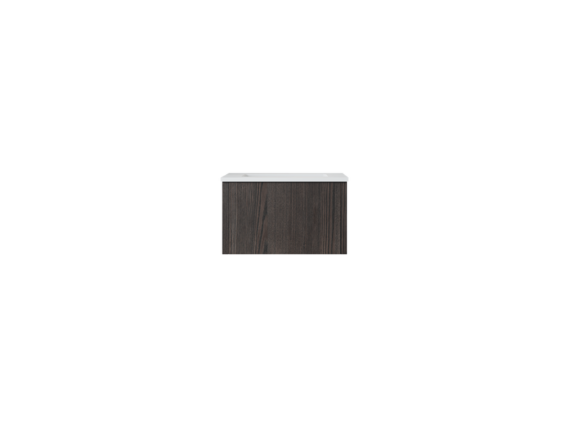 Laviva 313LGN-24CR-MW Legno 24" Carbon Oak Bathroom Vanity with Matte White VIVA Stone Solid Surface Countertop
