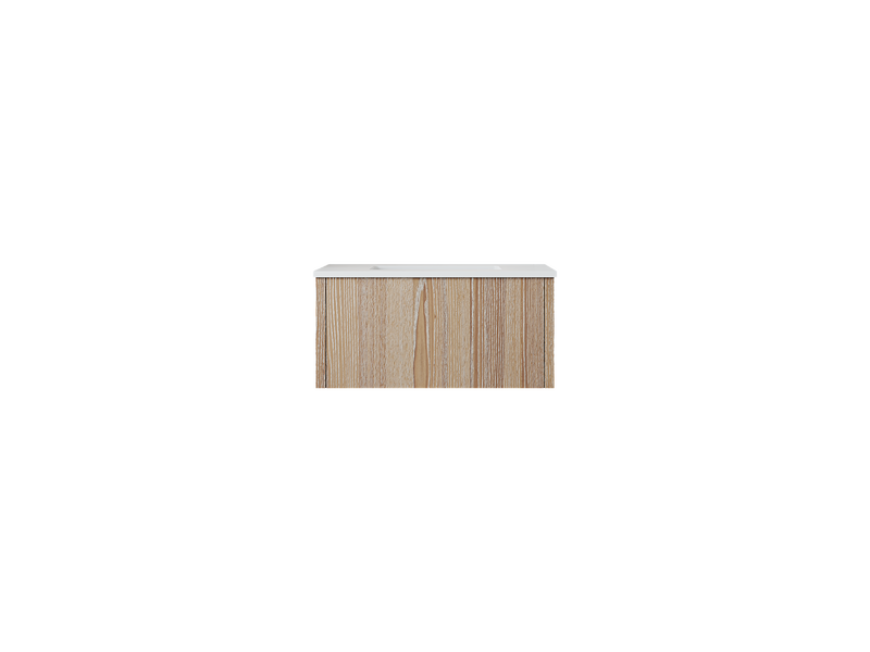 Laviva 313LGN-30WG-MW Legno 30" Weathered Grey Bathroom Vanity with Matte White VIVA Stone Solid Surface Countertop