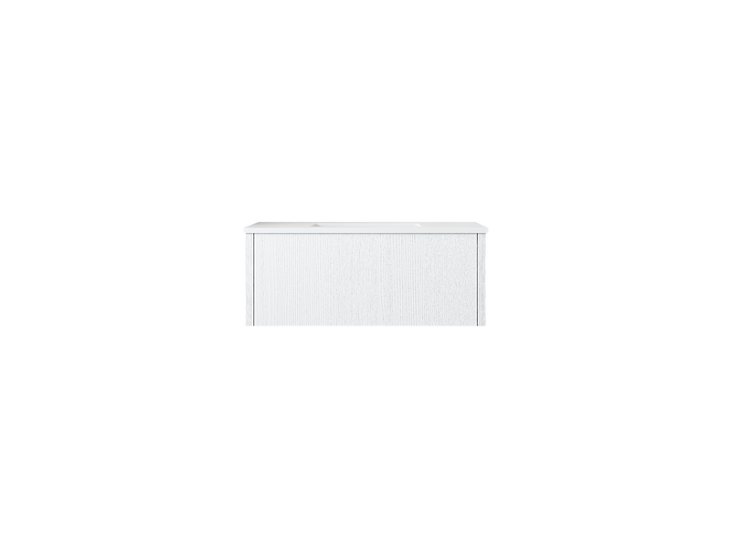 Laviva 313LGN-36AW-MW Legno 36" Alabaster White Bathroom Vanity with Matte White VIVA Stone Solid Surface Countertop