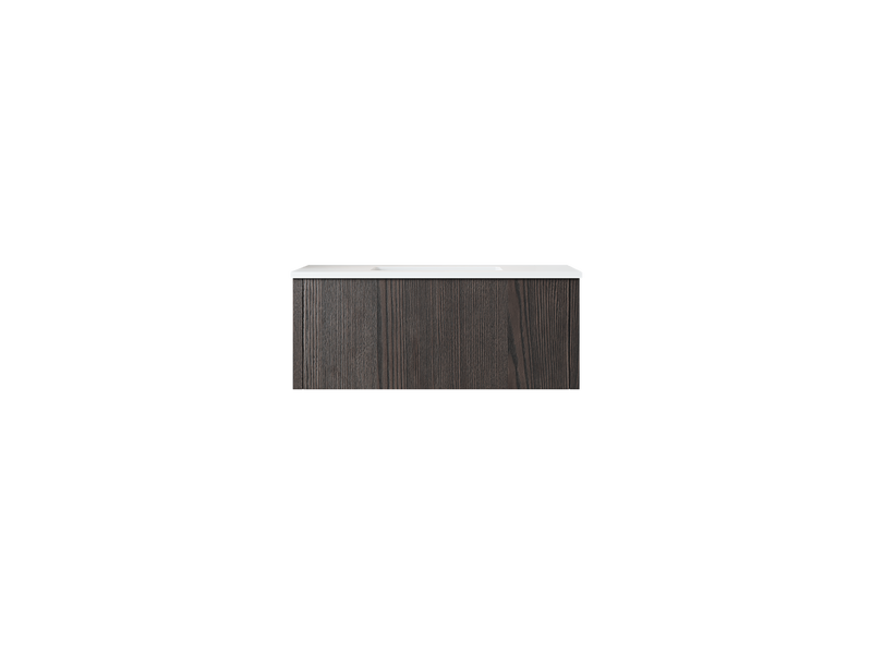 Laviva 313LGN-36CR-MW Legno 36" Carbon Oak Bathroom Vanity with Matte White VIVA Stone Solid Surface Countertop