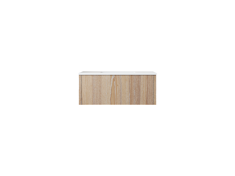 Laviva 313LGN-36WG-MW Legno 36" Weathered Grey Bathroom Vanity with Matte White VIVA Stone Solid Surface Countertop