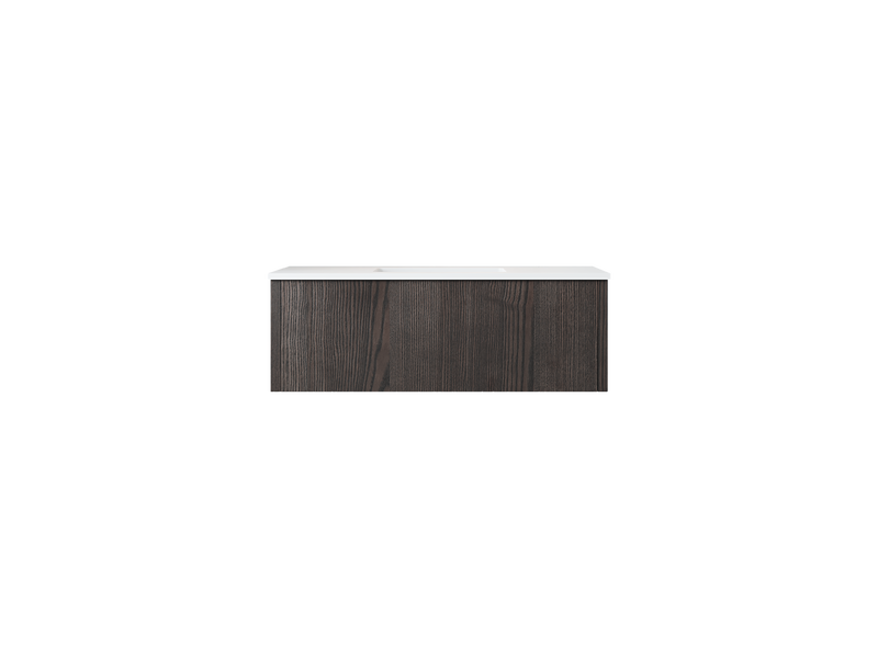 Laviva 313LGN-42CR-MW Legno 42" Carbon Oak Bathroom Vanity with Matte White VIVA Stone Solid Surface Countertop