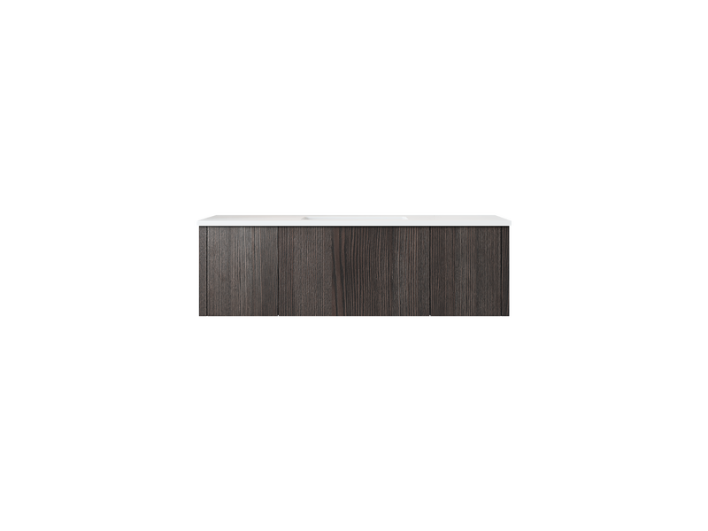 Laviva 313LGN-48CR-MW Legno 48" Carbon Oak Bathroom Vanity with Matte White VIVA Stone Solid Surface Countertop