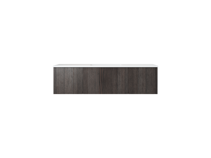 Laviva 313LGN-54CR-MW Legno 54" Carbon Oak Bathroom Vanity with Matte White VIVA Stone Solid Surface Countertop