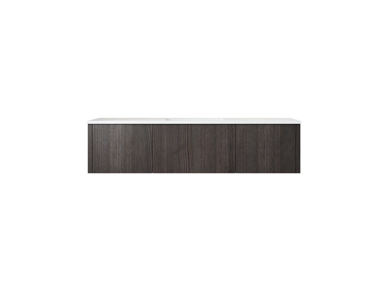 Laviva 313LGN-60CCR-MW Legno 60" Carbon Oak Single Sink Bathroom Vanity with Matte White VIVA Stone Solid Surface Countertop
