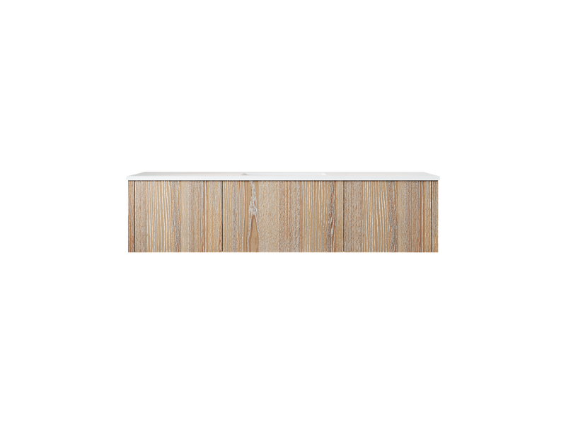 Laviva 313LGN-60CWG-MW Legno 60" Weathered Grey Single Sink Bathroom Vanity with Matte White VIVA Stone Solid Surface Countertop