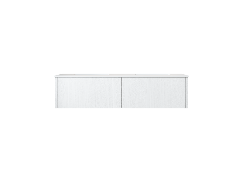 Laviva 313LGN-60DAW-MW Legno 60" Alabaster White Double Sink Bathroom Vanity with Matte White VIVA Stone Solid Surface Countertop