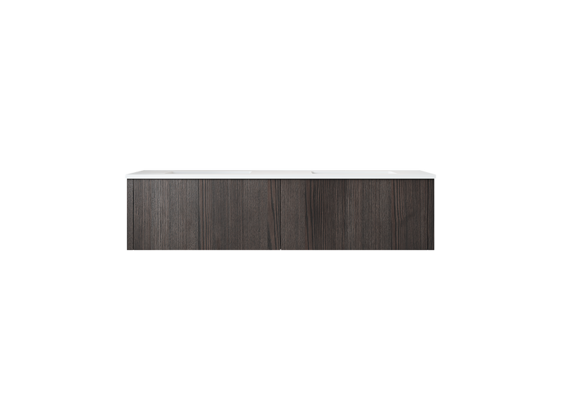 Laviva 313LGN-60DCR-MW Legno 60" Carbon Oak Double Sink Bathroom Vanity with Matte White VIVA Stone Solid Surface Countertop