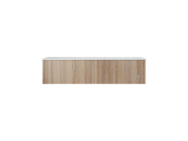 Laviva 313LGN-60DWG-MW Legno 60" Weathered Grey Double Sink Bathroom Vanity with Matte White VIVA Stone Solid Surface Countertop