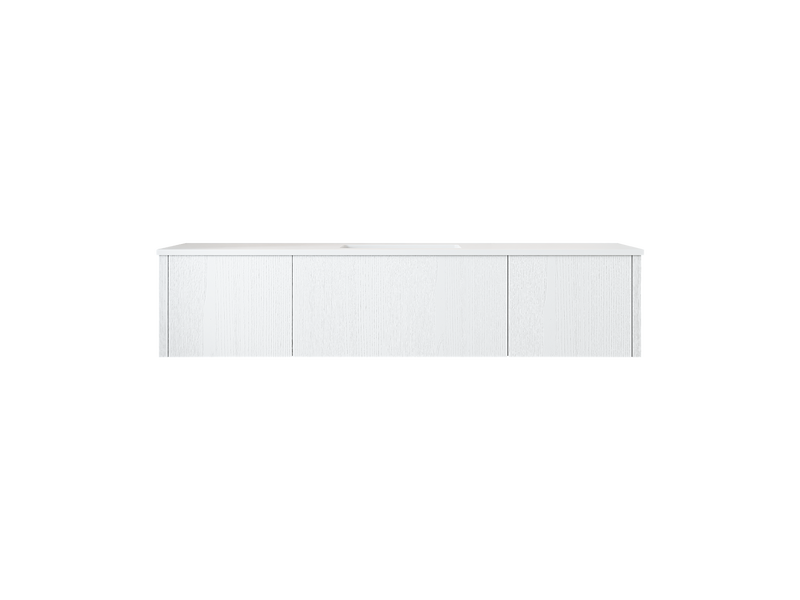 Laviva 313LGN-66AW-MW Legno 66" Alabaster White Bathroom Vanity with Matte White VIVA Stone Solid Surface Countertop