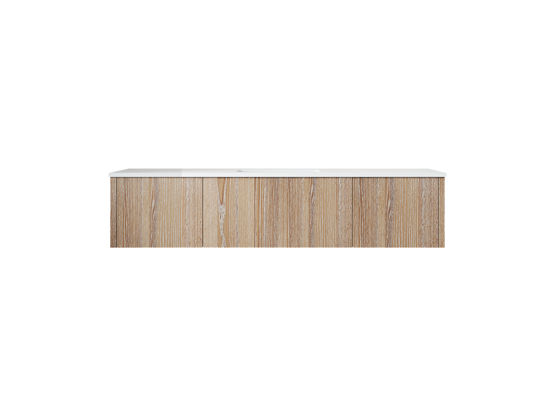 Laviva 313LGN-66WG-MW Legno 66" Weathered Grey Bathroom Vanity with Matte White VIVA Stone Solid Surface Countertop