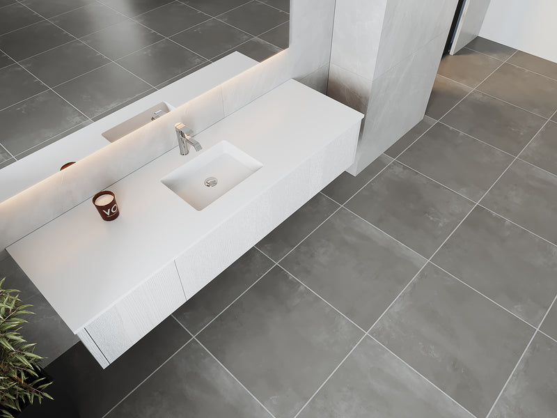 Laviva 313LGN-72CAW-MW Legno 72" Alabaster White Single Sink Bathroom Vanity with Matte White VIVA Stone Solid Surface Countertop - view 3