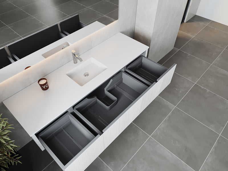 Laviva 313LGN-72CAW-MW Legno 72" Alabaster White Single Sink Bathroom Vanity with Matte White VIVA Stone Solid Surface Countertop - view 4