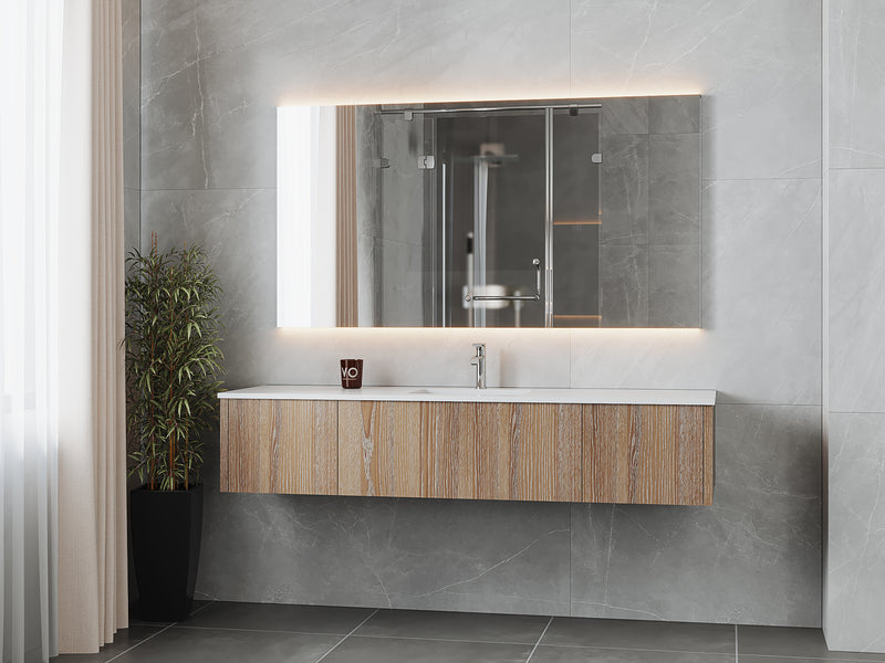 Laviva 313LGN-72CWG-MW Legno 72" Weathered Grey Single Sink Bathroom Vanity with Matte White VIVA Stone Solid Surface Countertop - view 2