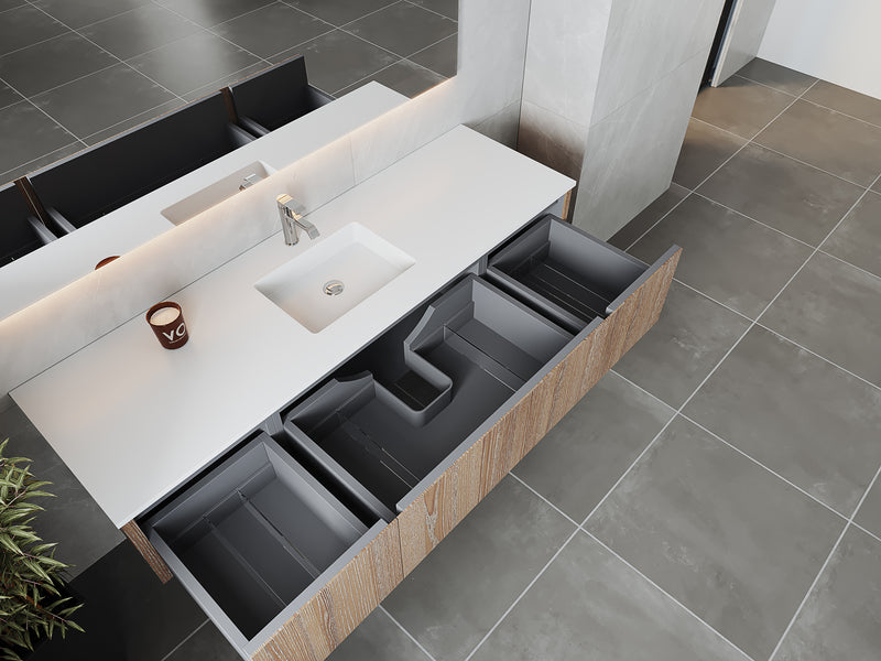 Laviva 313LGN-72CWG-MW Legno 72" Weathered Grey Single Sink Bathroom Vanity with Matte White VIVA Stone Solid Surface Countertop - view 4