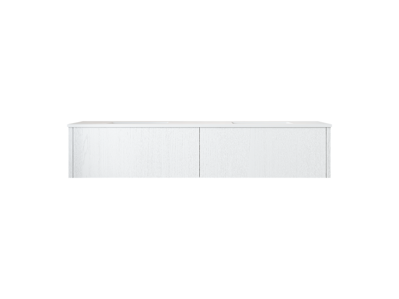 Laviva 313LGN-72DAW-MW Legno 72" Alabaster White Double Sink Bathroom Vanity with Matte White VIVA Stone Solid Surface Countertop
