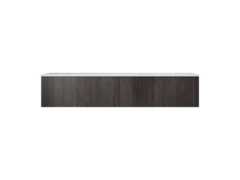 Laviva 313LGN-72DCR-MW Legno 72" Carbon Oak Double Sink Bathroom Vanity with Matte White VIVA Stone Solid Surface Countertop