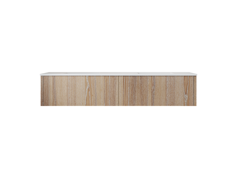 Laviva 313LGN-72DWG-MW Legno 72" Weathered Grey Double Sink Bathroom Vanity with Matte White VIVA Stone Solid Surface Countertop