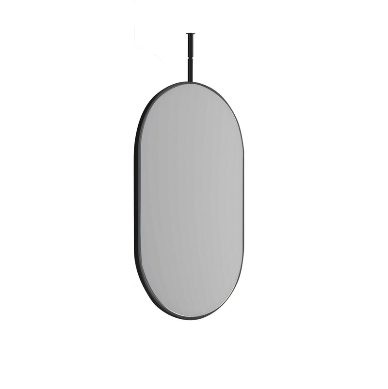 Laviva 313MFCPL-2440MB Hanging Pill 24" x 40" Oval Metal Framed Mirror in Matte Black - Adjustable Heights