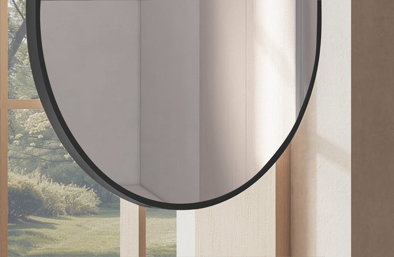 Laviva 313MFCPL-2440MB Hanging Pill 24" x 40" Oval Metal Framed Mirror in Matte Black - Adjustable Heights