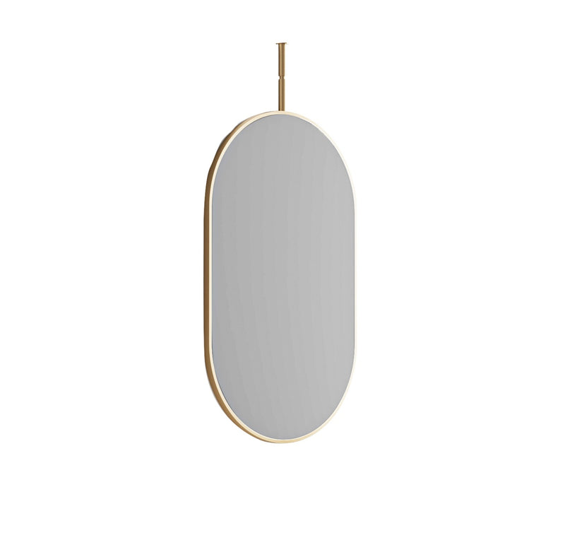 Laviva 313MFCPL-2440SB Hanging Pill 24" x 40" Oval Metal Framed Mirror in Satin Brass - Adjustable Heights