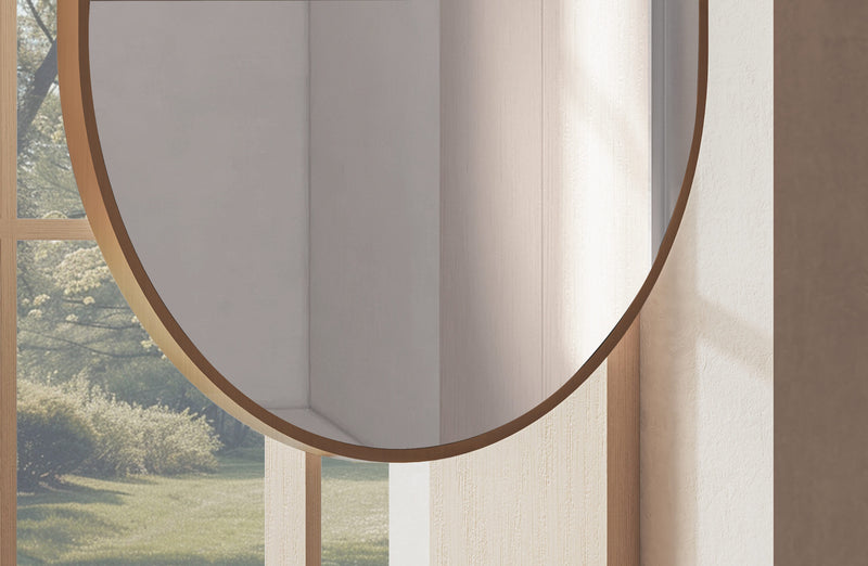 Laviva 313MFCPL-2440SB Hanging Pill 24" x 40" Oval Metal Framed Mirror in Satin Brass - Adjustable Heights