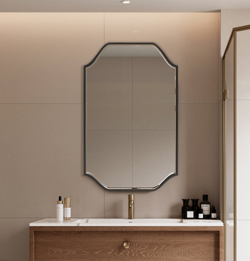 Laviva 313MFGAT-2644MB Gatsby 26" x 44" Vintage Style Metal Framed Mirror with Bevel in Matte Black - Reversible Mount