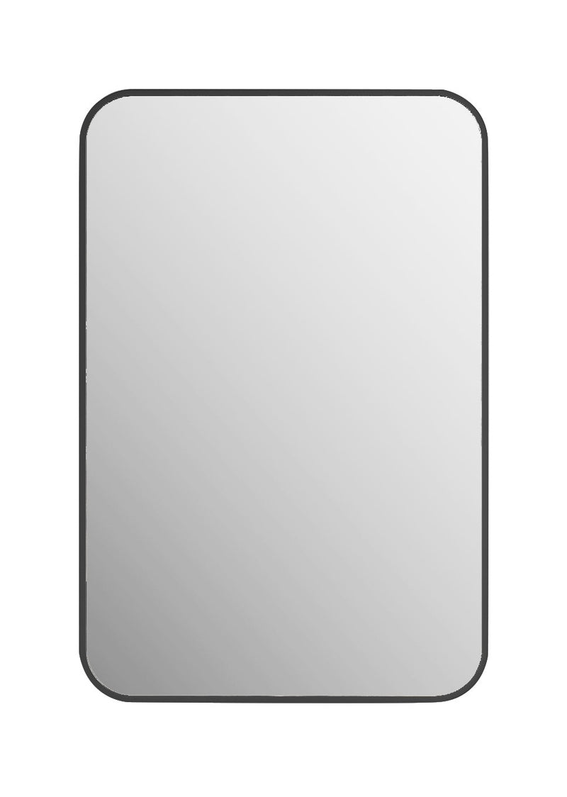 Laviva 313MFLAT-2436MB Latitude 24" x 36" Rectangular Soft Radius Metal Framed Matte Black Mirror - Reversible Mount