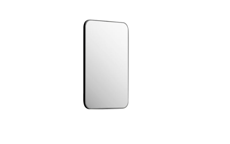 Laviva 313MFLAT-2436MB Latitude 24" x 36" Rectangular Soft Radius Metal Framed Matte Black Mirror - Reversible Mount