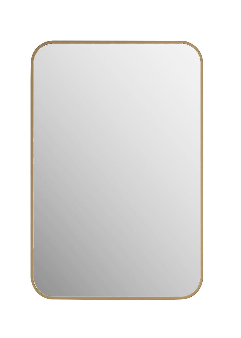 Laviva 313MFLAT-2436SB Latitude 24" x 36" Rectangular Soft Radius Metal Framed Satin Brass Mirror - Reversible Mount